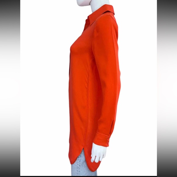 VINCE Orange 100% Silk Tunic Top - Picture 5 of 10